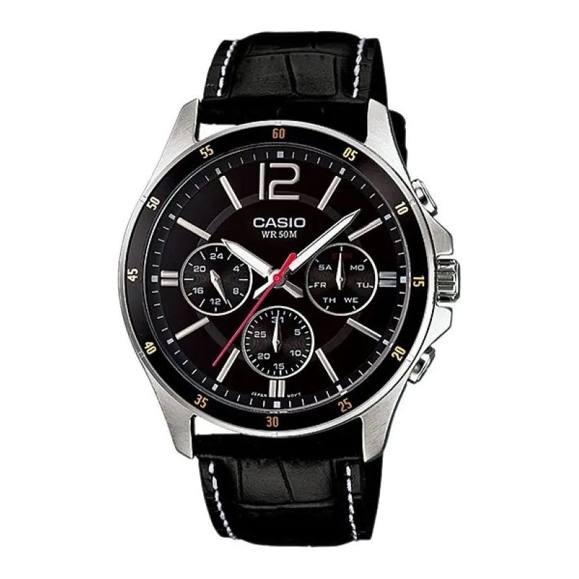 CASIO COLLECTION Mod. MULTIFUNCTION CALENDAR. LEATHER - BLACK