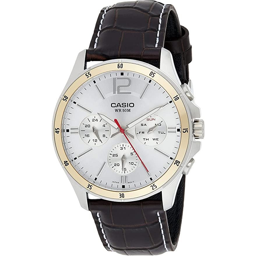 CASIO COLLECTION Mod. MULTIFUNCTION CALENDAR. LEATHER - SILVER WATCHES