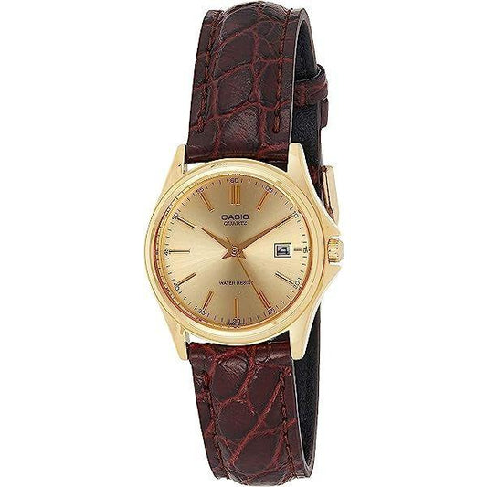 CASIO COLLECTION & VINTAGE CASIO COLLECTION Mod. LADY DATE LEATHER - GOLD LTP-1183Q-9ADF Lady,Lady Ready Stocked Watches,READY STOCKED WATCHES,Watches for Women - Watches,Wristwatch