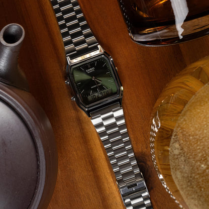 CASIO VINTAGE Mod. EDGY COLLECTION SUNRAY DIAL - GREEN MOSS WATCHES