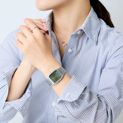 CASIO VINTAGE Mod. EDGY COLLECTION SUNRAY DIAL - GREEN MOSS WATCHES