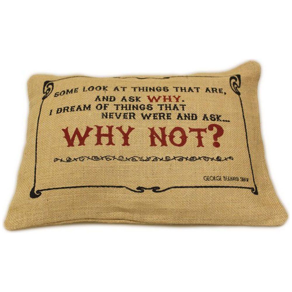 CUSCINI LETTERARI - Copricuscino in Juta lavata / Juta washed pillow case WHY NOT - Size 38x25cm FASHION ACCESSORIES