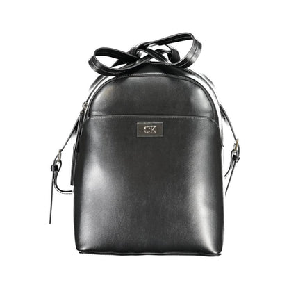 Calvin Klein Black Polyester Backpack with handle, adjustable straps, external and internal pockets, zip closure, logo, recycled material