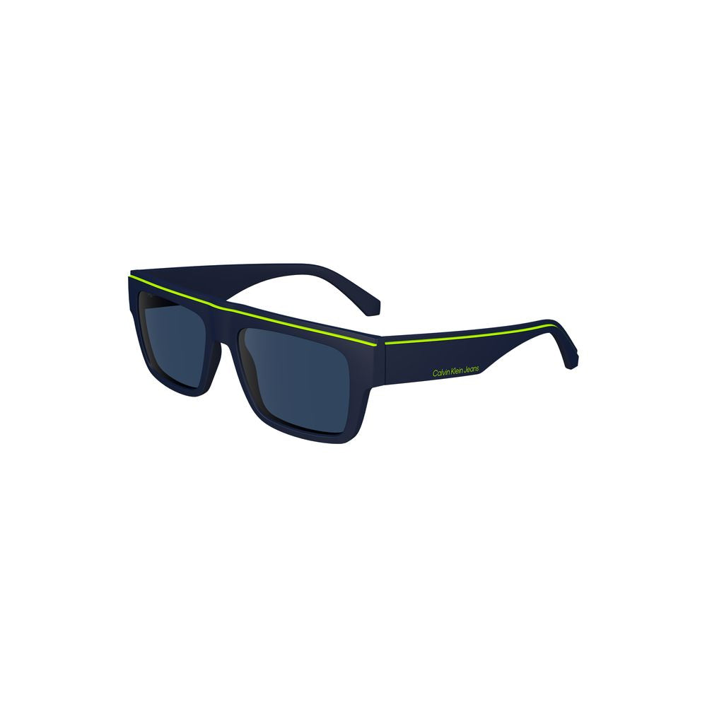 Calvin Klein Blue Plastic Men Sunglasses with sleek frame and bold rectangular lenses, luxury style accessory.