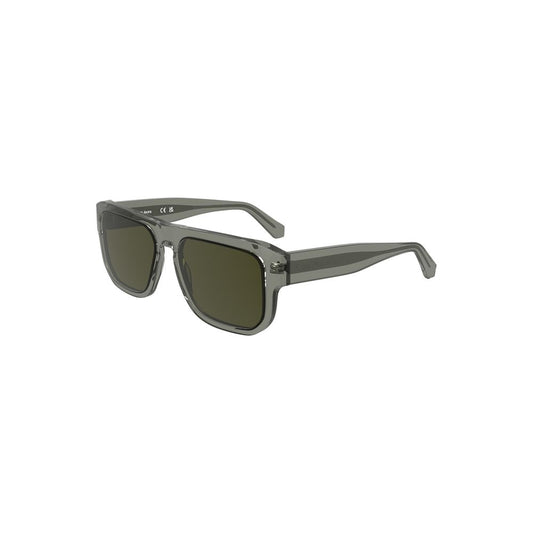 Calvin Klein Gray Acetate Men Sunglass with bold square shape and smoke lenses.