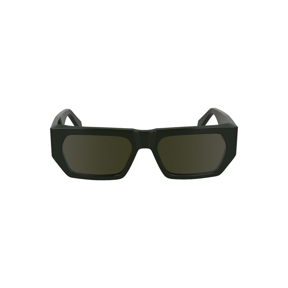 Calvin Klein "Green Acetate Men Sunglasses" with sleek rectangular design and green-tinted lenses, showcasing modern elegance and iconic style.