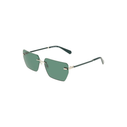 Calvin Klein Green Metal Men Sunglass with square green lenses and sleek metal frame, chic fashion accessory.