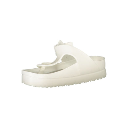 Carrera White Polyethylene Sandal featuring flip flops with ankle buckle and logo, perfect for summer fashion.