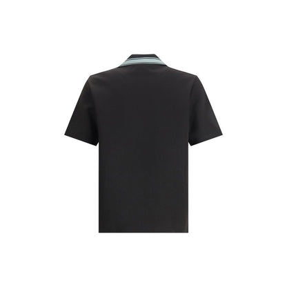 Casablanca Black Viscose Polo Shirt featuring short sleeves and interlock fabric for a soft, durable texture. Perfect for warm weather fashion.