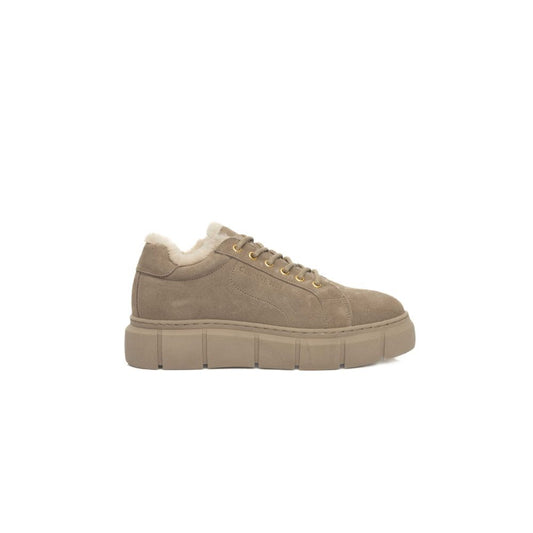 Cerruti 1881 Beige Calfskin Women Platform Sneaker