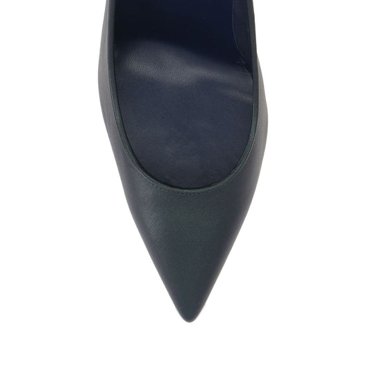 Top view of Christian Louboutin Kate 100 mm Pumps - Nappa leather in blue with pointed toe design.