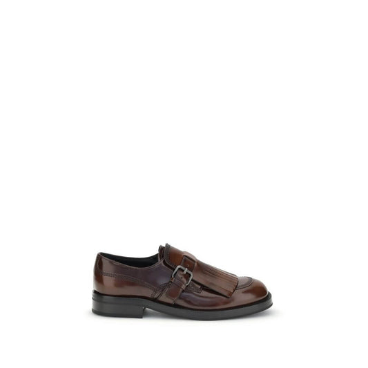 Church's Brown Calf Leather Bos Taurus Oxfords And Derbies with unique fringing and buckle, showcasing classic design and elegance.
