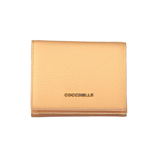Coccinelle Orange Leather Wallet with compartments, coin purse, card slots, zip and automatic closure, featuring logo.