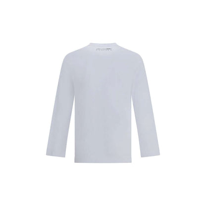 Comme Des Garçons White Cotton Long Sleeve T-Shirt, back view showing logo, classic crew neck, AW25 collection, 100% cotton.