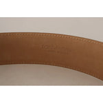 Costume National Brown Leather Gold Metal Oval Buckle Belt