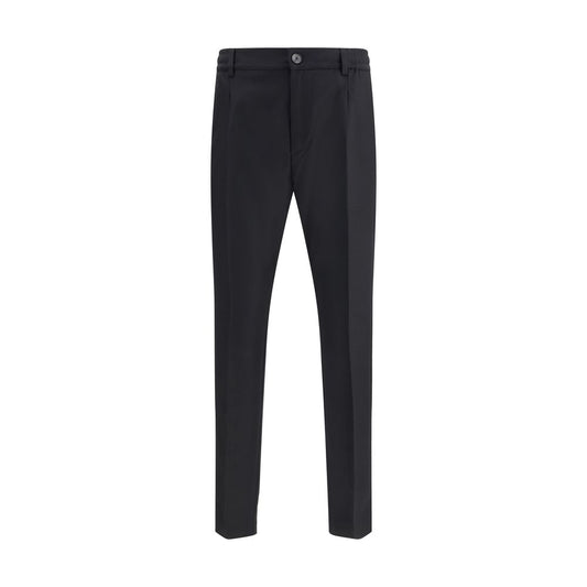 Cruna Black Fleece Wool Dress Pants with elasticized waist and welt pockets, perfect for a refined yet comfortable look.