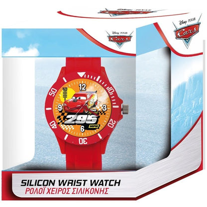 DISNEY Mod. 562A2021-SET16 unisex silicone wrist watch featuring Cars themed design and official packaging.