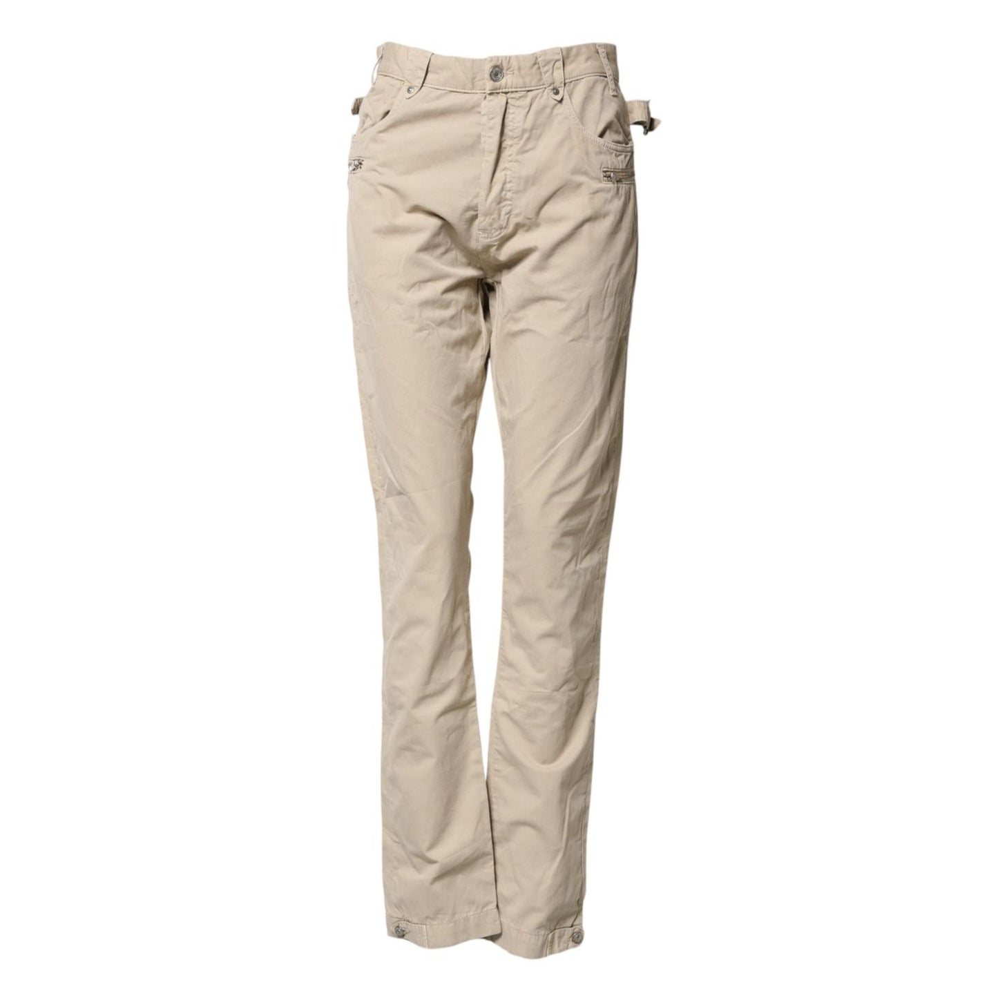 Daniele Alessandrini Beige Cotton Mid Waist Straight Men Denim Jeans