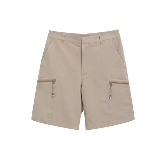 Dior Beige Cotton Cargo Shorts with side and rear pockets, side zippers, and adjustable closure, made of 55% cotton and 45% polyester.