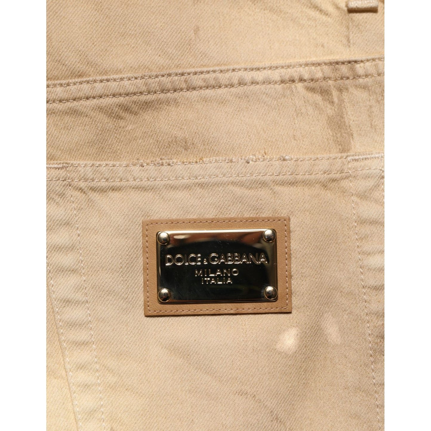 Dolce & Gabbana Beige Cotton Loose Tattered Men Denim Jeans