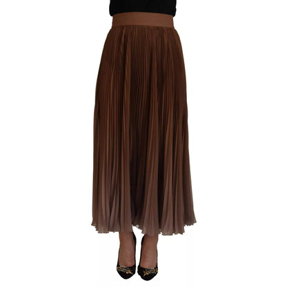 Dolce & Gabbana Beige Longuette Plisse Chiffon Midi Skirt
