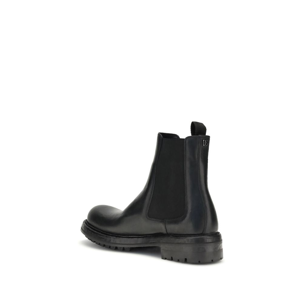Dolce & Gabbana Black Calf Leather Bos Taurus Chelsea Boots