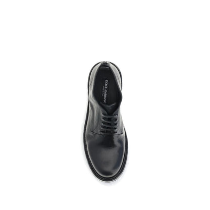 Dolce & Gabbana Black Calf Leather Bos Taurus Oxfords And Derbies