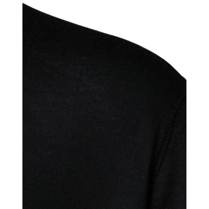 Dolce & Gabbana Black Cashmere Crew Neck Pullover Sweater close-up showing texture.