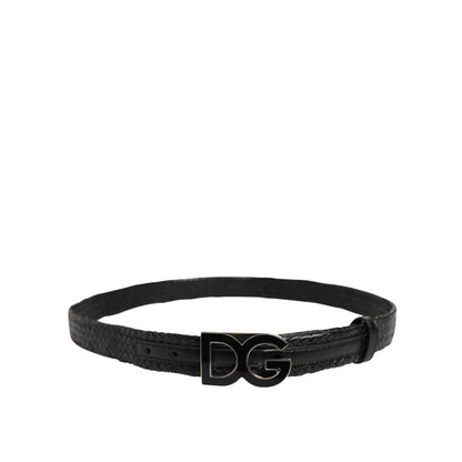 Dolce & Gabbana Black Classic Leather DG Logo Buckle Belt
