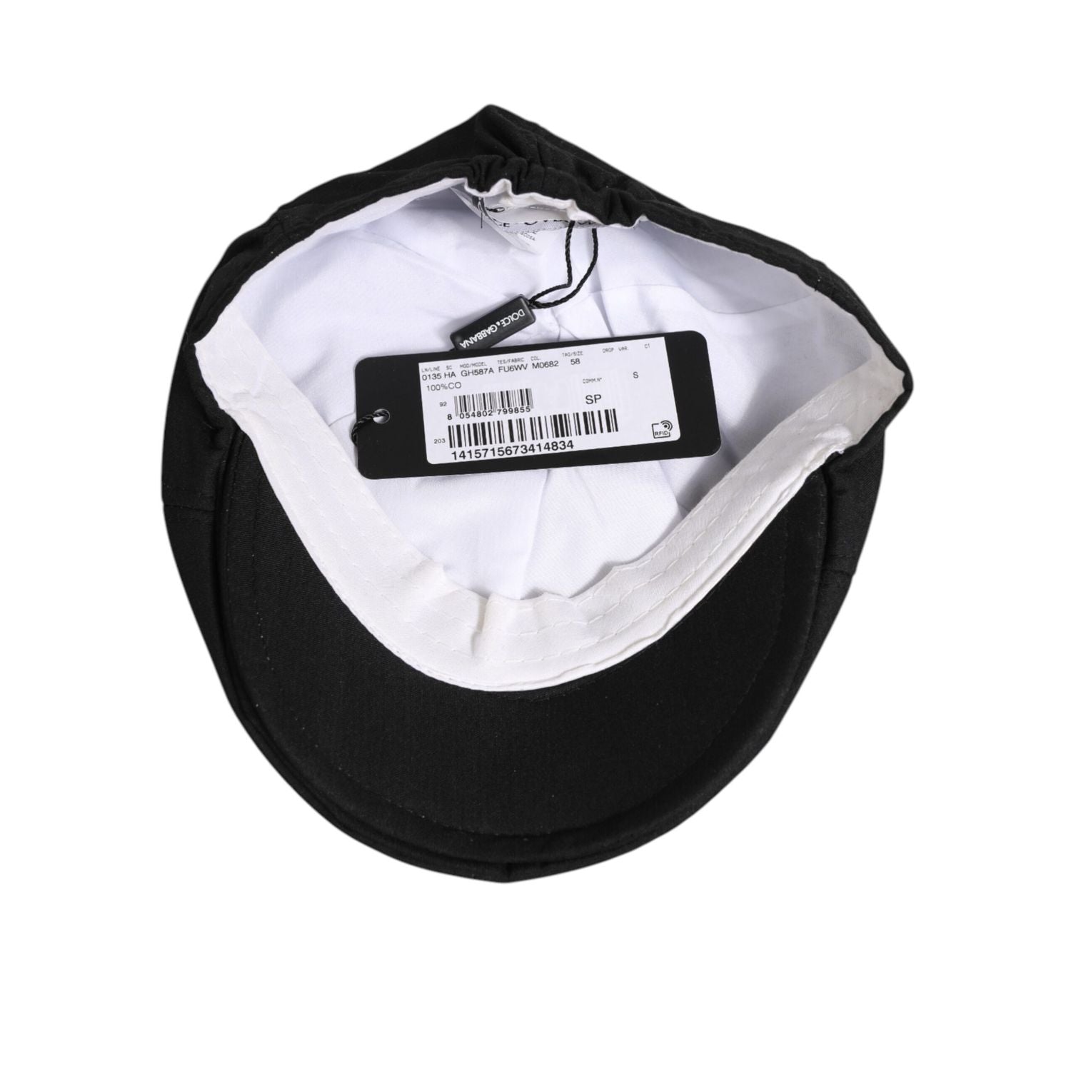 Dolce & Gabbana Black Cotton DG Logo Newsboy Cloth Capello Hat