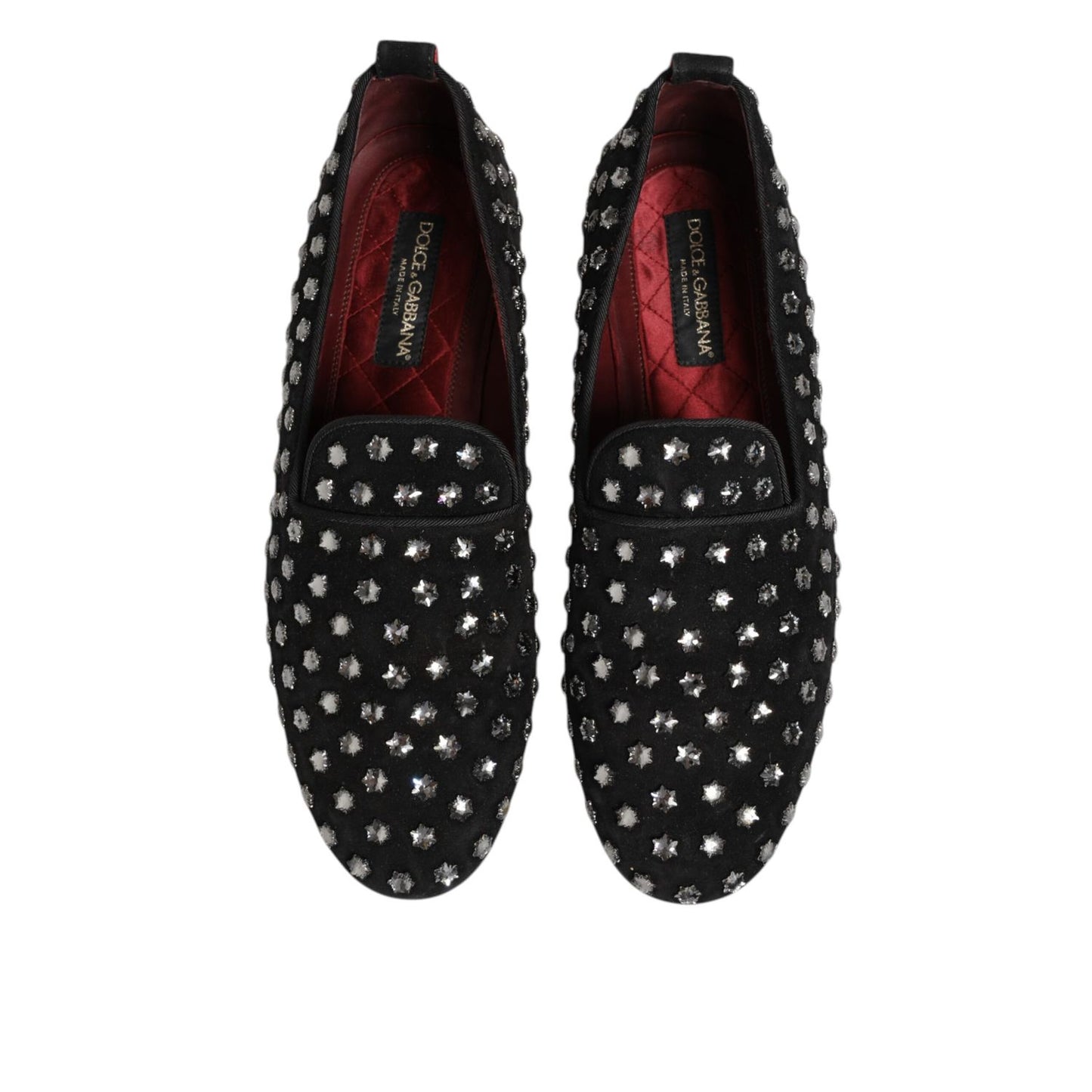 Dolce & Gabbana Black Crystal Embellished Loafers Dress Shoes