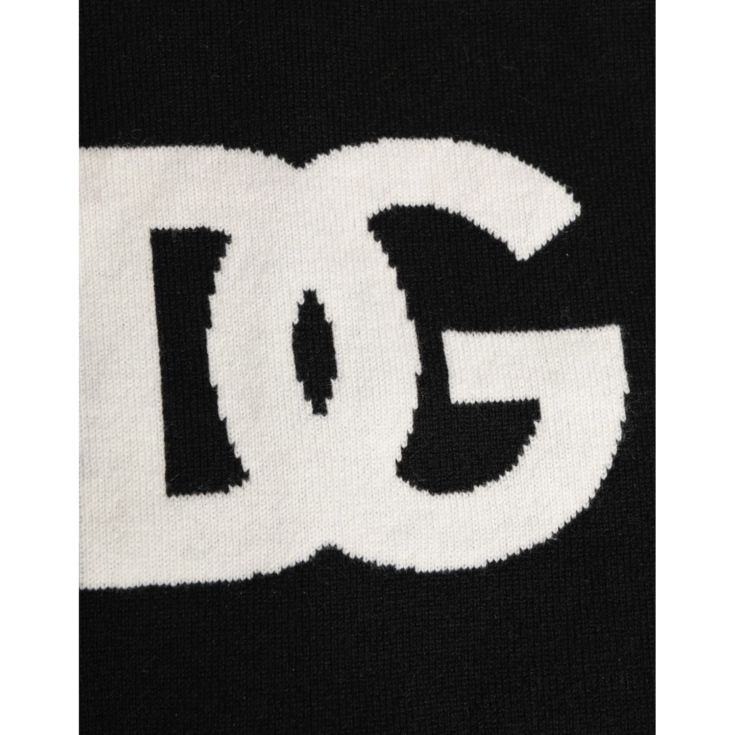 Dolce & Gabbana Black D&G Logo Cashmere Knitted Men One Size Scarf