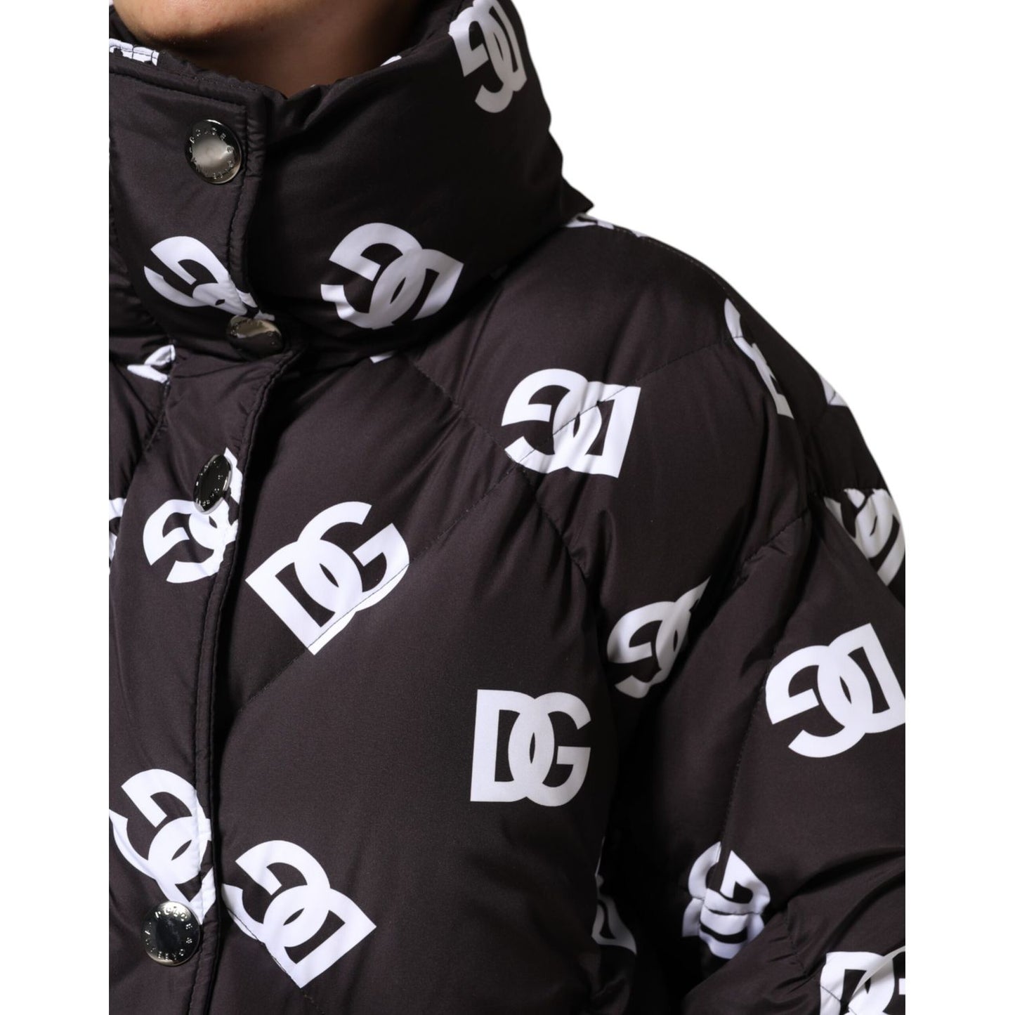 Dolce & Gabbana Black DG Mania Puffer Quilted Long Coat Jacket