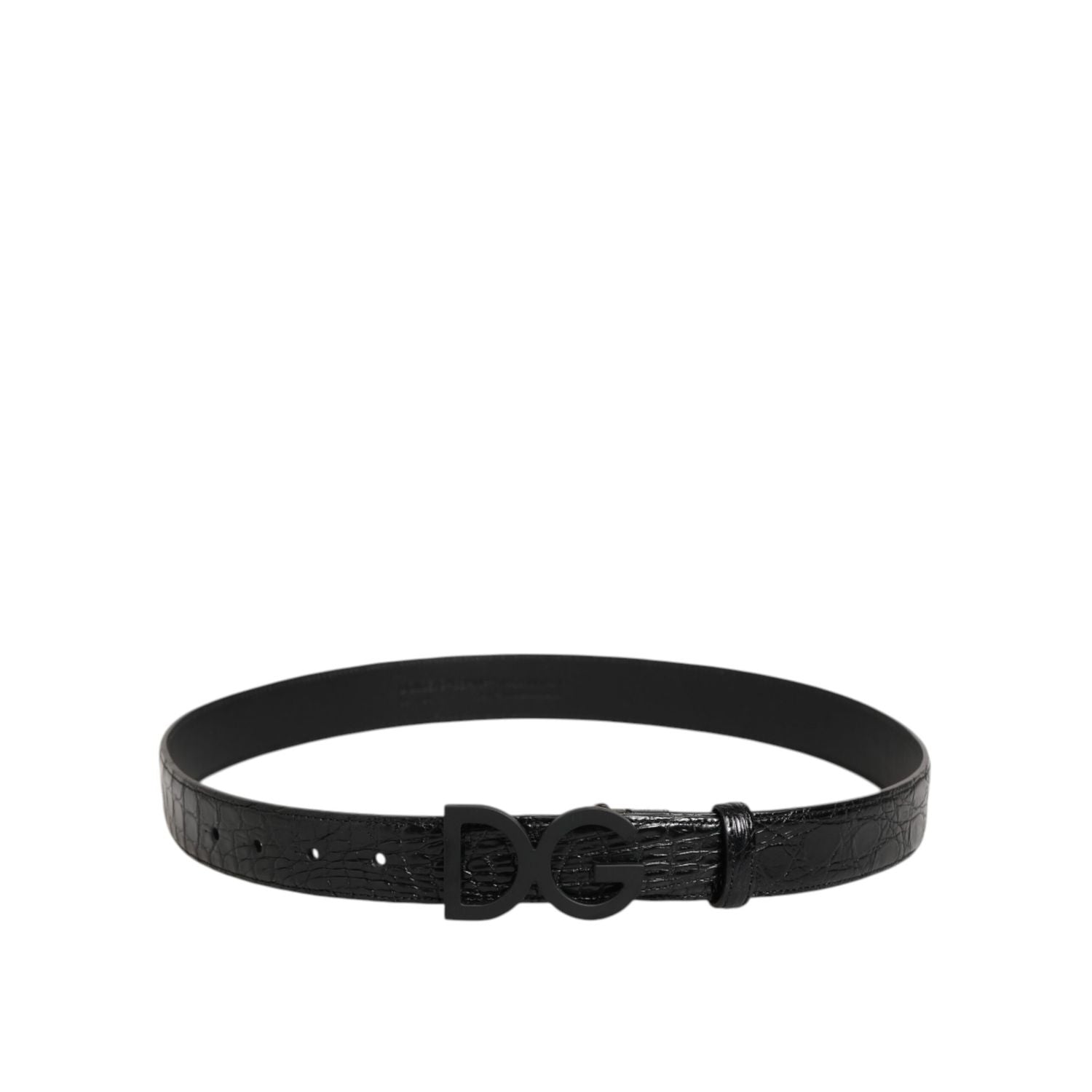 Dolce & Gabbana Black Exotic Leather Metal Logo Buckle Belt