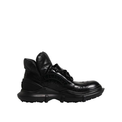 Dolce & Gabbana Black Leather Casual Mens Ankle Boots Shoes