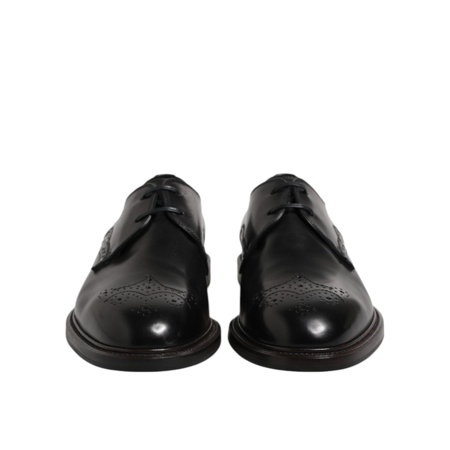Dolce & Gabbana Black Leather Derby Wingtip Formal Shoes