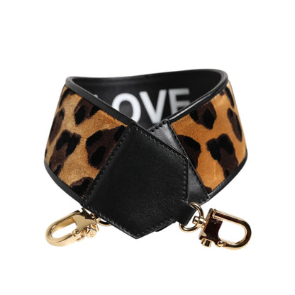 Dolce & Gabbana Black Leopard Print Reversible Bag Shoulder Strap