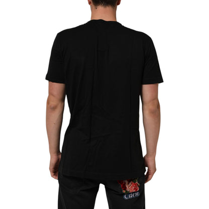 Dolce & Gabbana Black Logo Plaque Cotton Crew Neck T-shirt