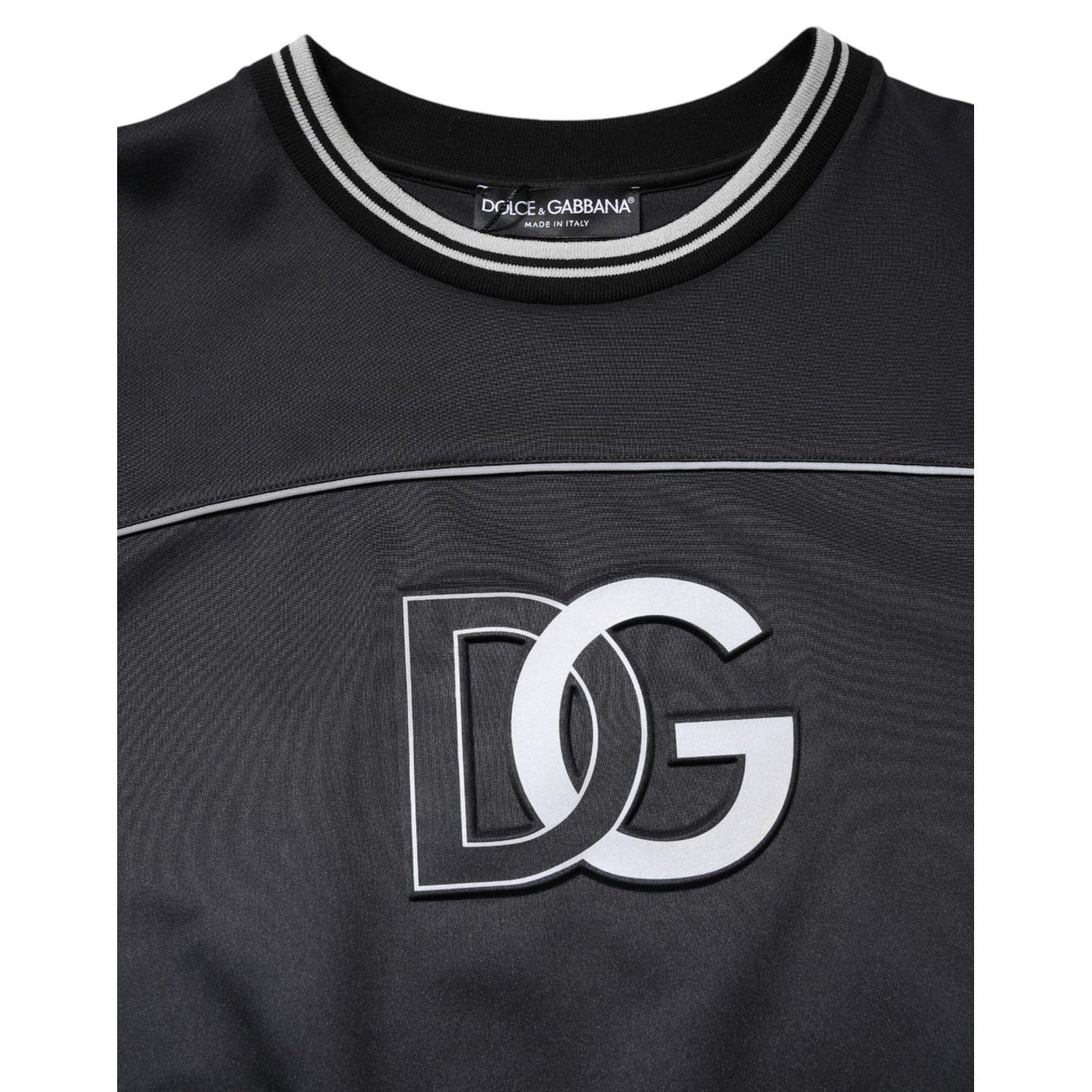 Dolce & Gabbana Black Logo Polyester Crew Neck Men Pullover Sweater