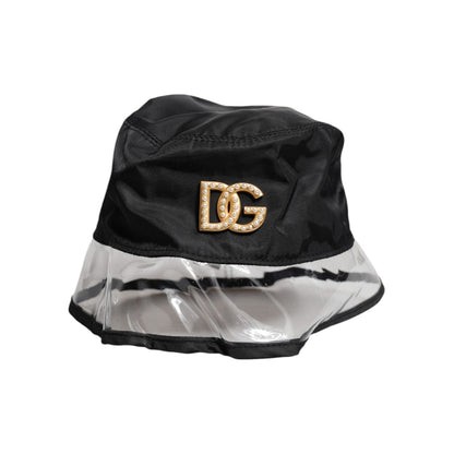 Dolce & Gabbana Black Nylon PVC DG Logo Bucket Hat