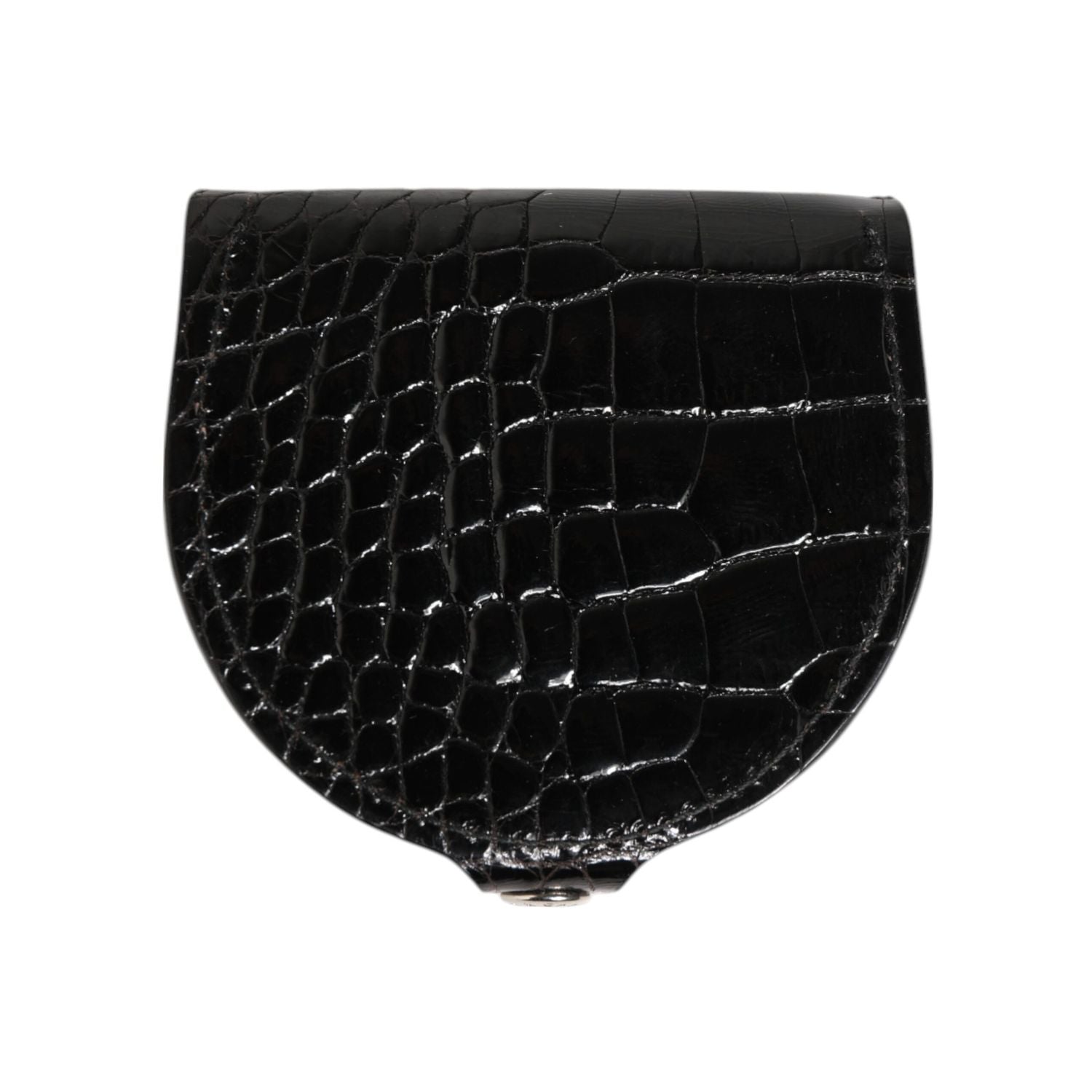 Dolce & Gabbana Black Polished Crocodile Leather Mens Coin Purse Wallet