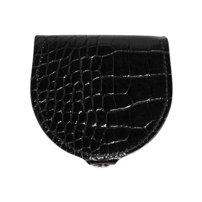 Dolce & Gabbana Black Polished Crocodile Leather Mens Coin Purse Wallet