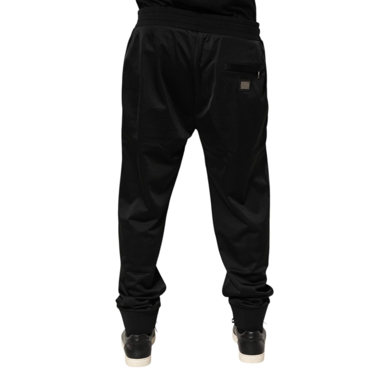 Dolce & Gabbana Black Polyester Logo Plaque Sweatpants Jogger Pants