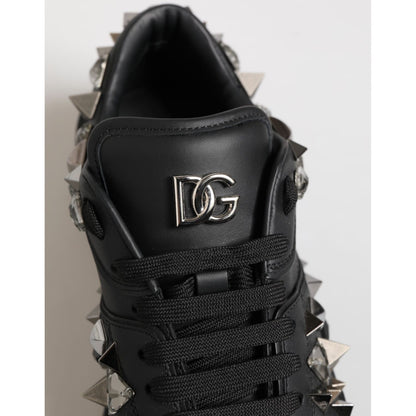 Dolce & Gabbana Black Portofino Studded Men Sneakers Shoes