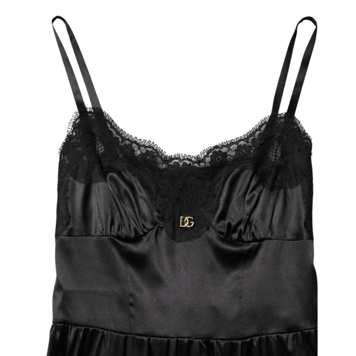 Dolce & Gabbana Black Silk Blend Lace Trim Sleeveless Mini Dress