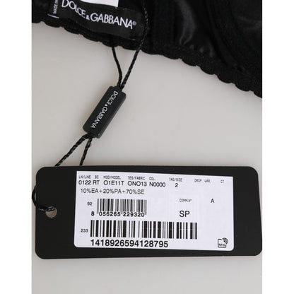 Dolce & Gabbana Black Silk Underwired Balconette Bra Underwear