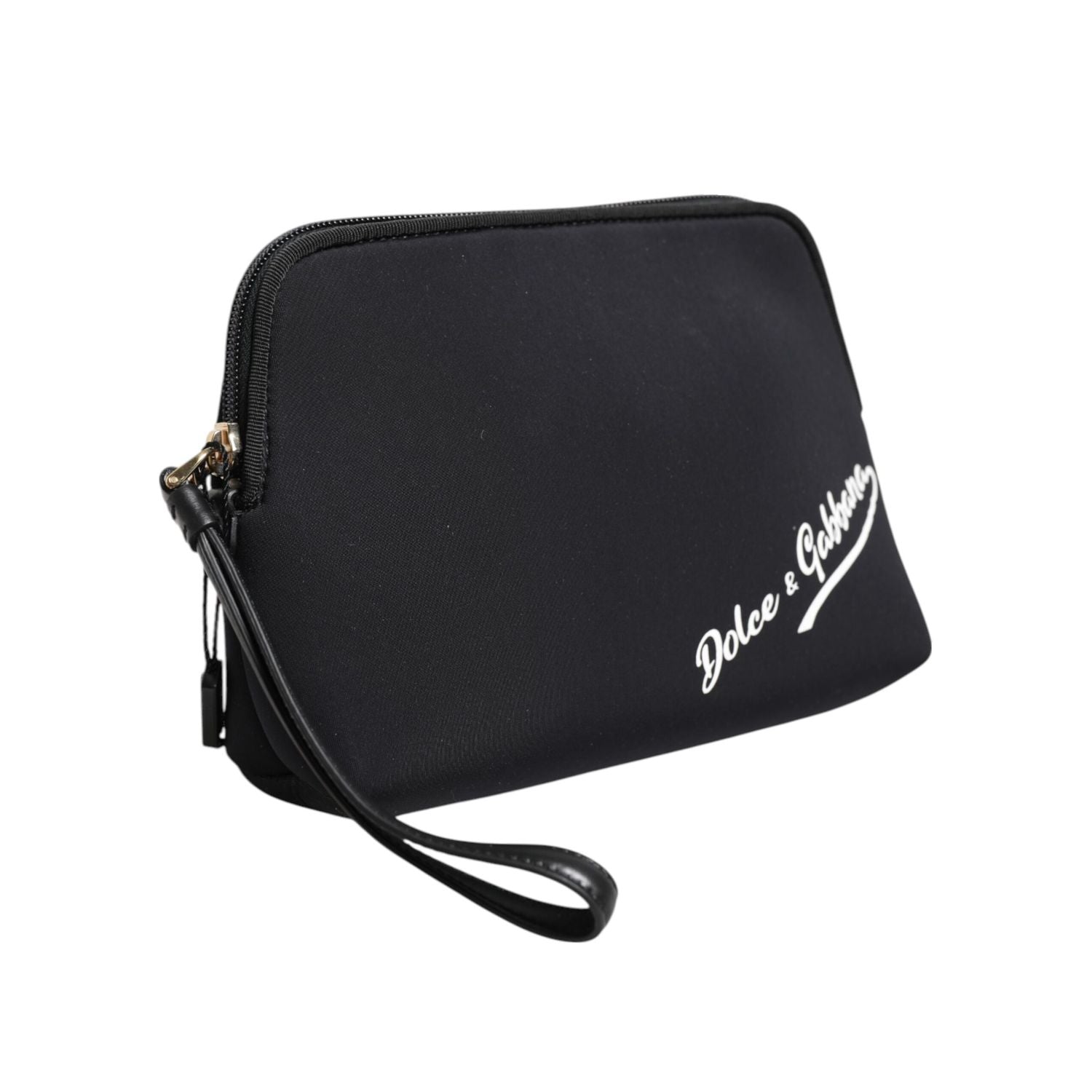 Dolce & Gabbana Black Solid Nylon DG LogoPrint Clutch Zip Borse Pouch Bag
