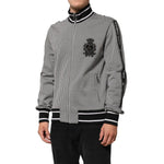 Dolce & Gabbana Black White Houndstooth Wool Crest Jacket Sweater