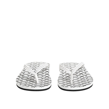 Dolce & Gabbana Black White Logo Beachwear Flats Slipper Shoes