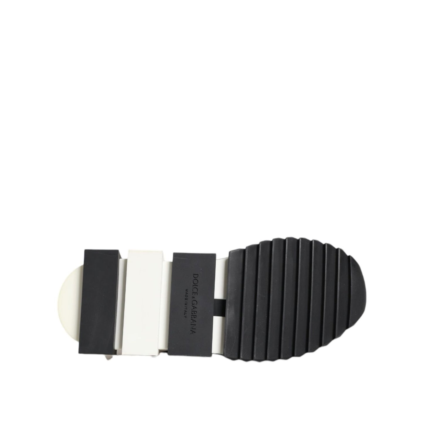 Dolce & Gabbana Black White Sorrento Low Top Sneakers Shoes with rubber sole and logo detail, view from below for craftsmanship showcase.